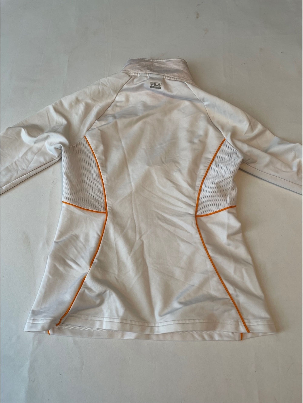 Fila Sport White and Orange Half-Zip Pullover Hoodie
